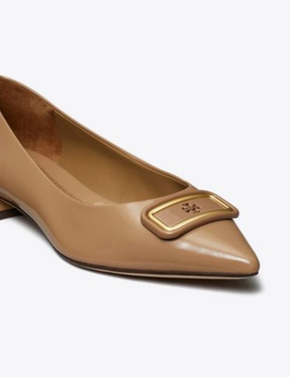 Brand New TORY BURCH sz 11 Georgia Pointed Toe Flat leather Almond Flour 146639